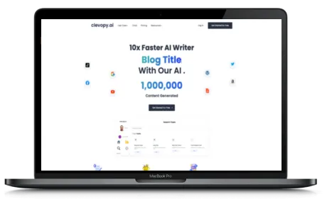 Clevopy.AI website displayed on a Macbook
