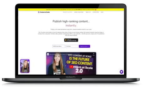 Content at Scale website displayed on a Macbook