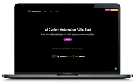 ContentBot.ai website displayed on a Macbook