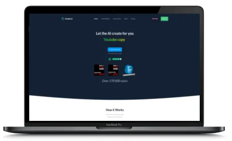 Creaitor.ai website displayed on a Macbook