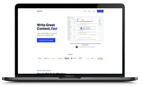 Dashword website displayed on a Macbook