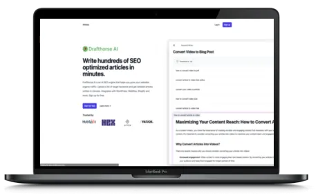 Draft Horse AI website displayed on a Macbook