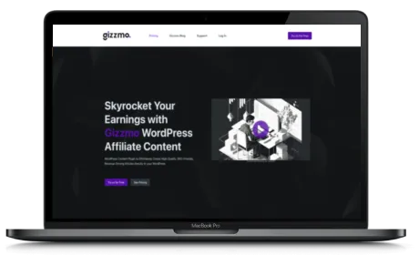 Gizzmo AI website displayed on a Macbook