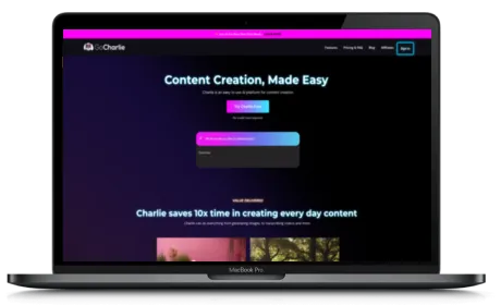 GoCharlie website displayed on a Macbook