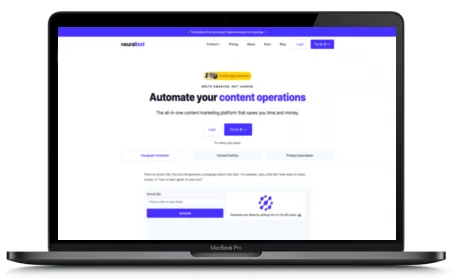 NeuralText website displayed on a Macbook