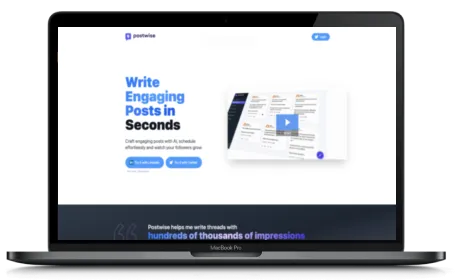 Postwise website displayed on a Macbook