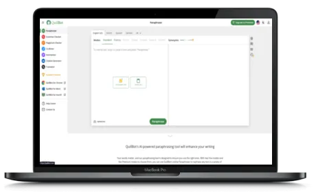QuillBot website displayed on a Macbook