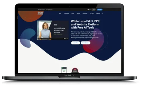 SEO Vendor website displayed on a Macbook
