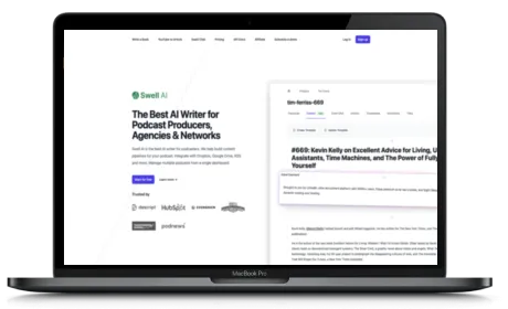 Swell AI website displayed on a Macbook