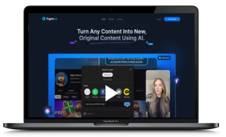 Tugan.ai website displayed on a Macbook