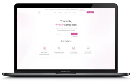 Writely website displayed on a Macbook