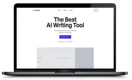 Writeseed website displayed on a Macbook
