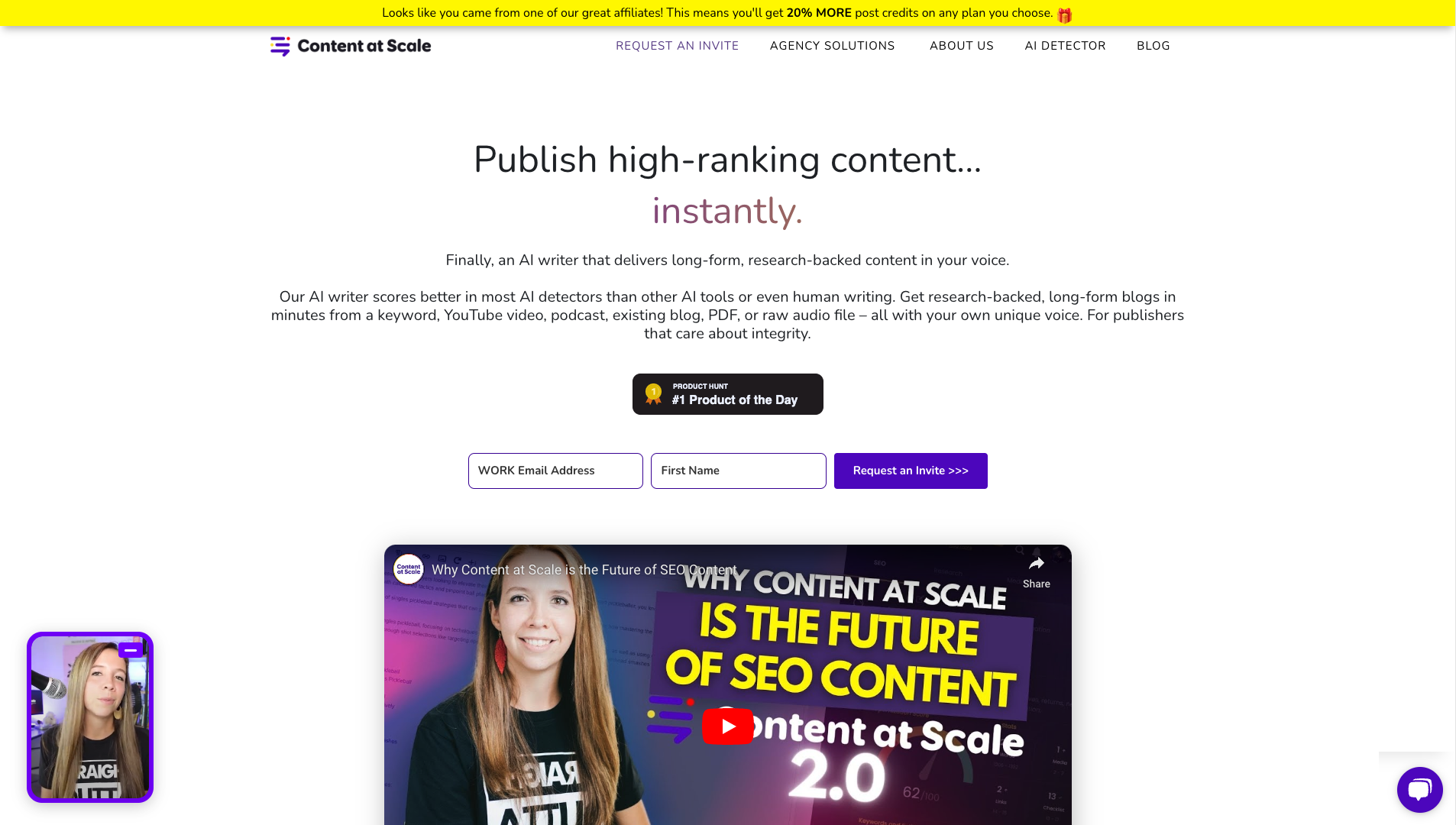 Screenshot of the Content at Scale website