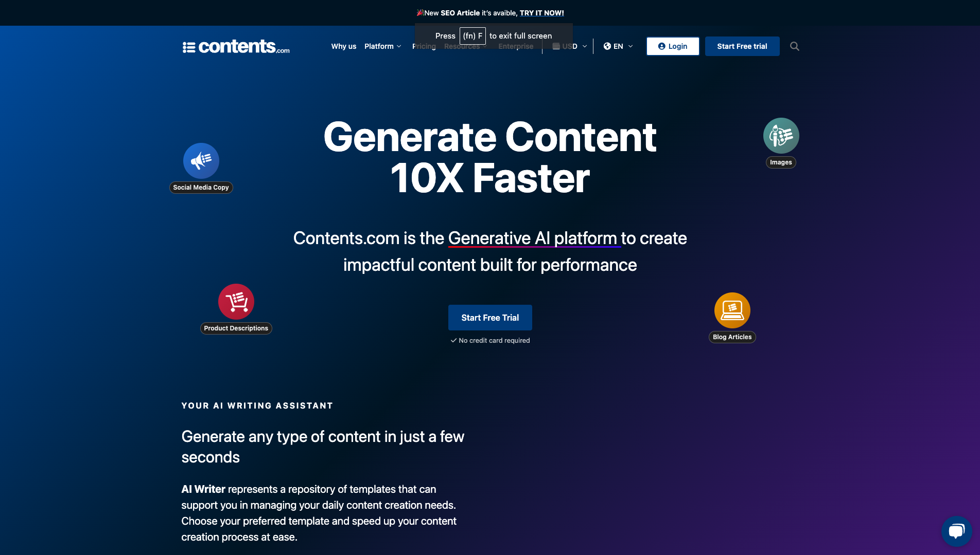 Screenshot of the Contents.com website