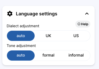 Langauge Settings Widget