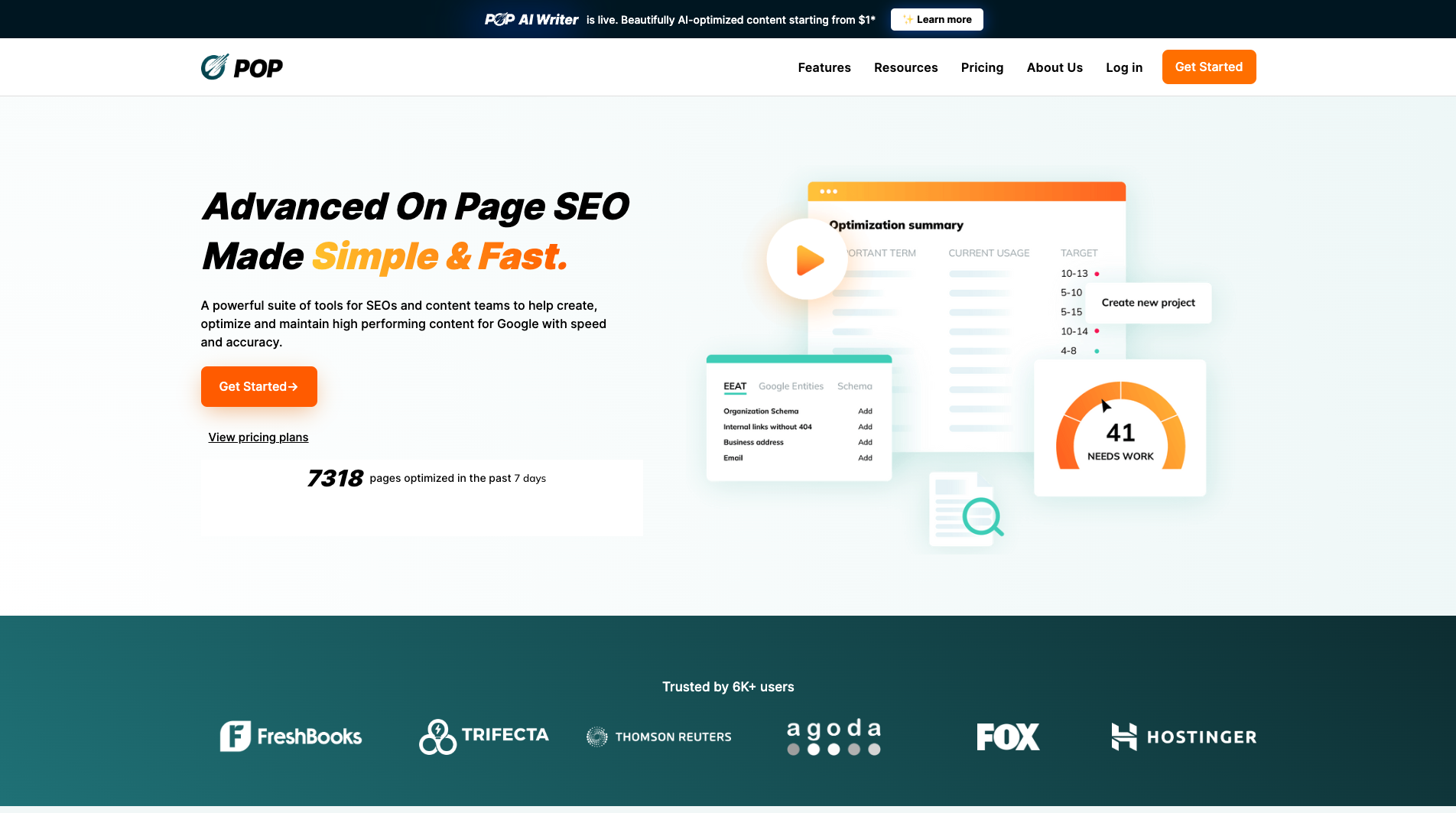 Screenshot of Page Optimizer Pro Homepage