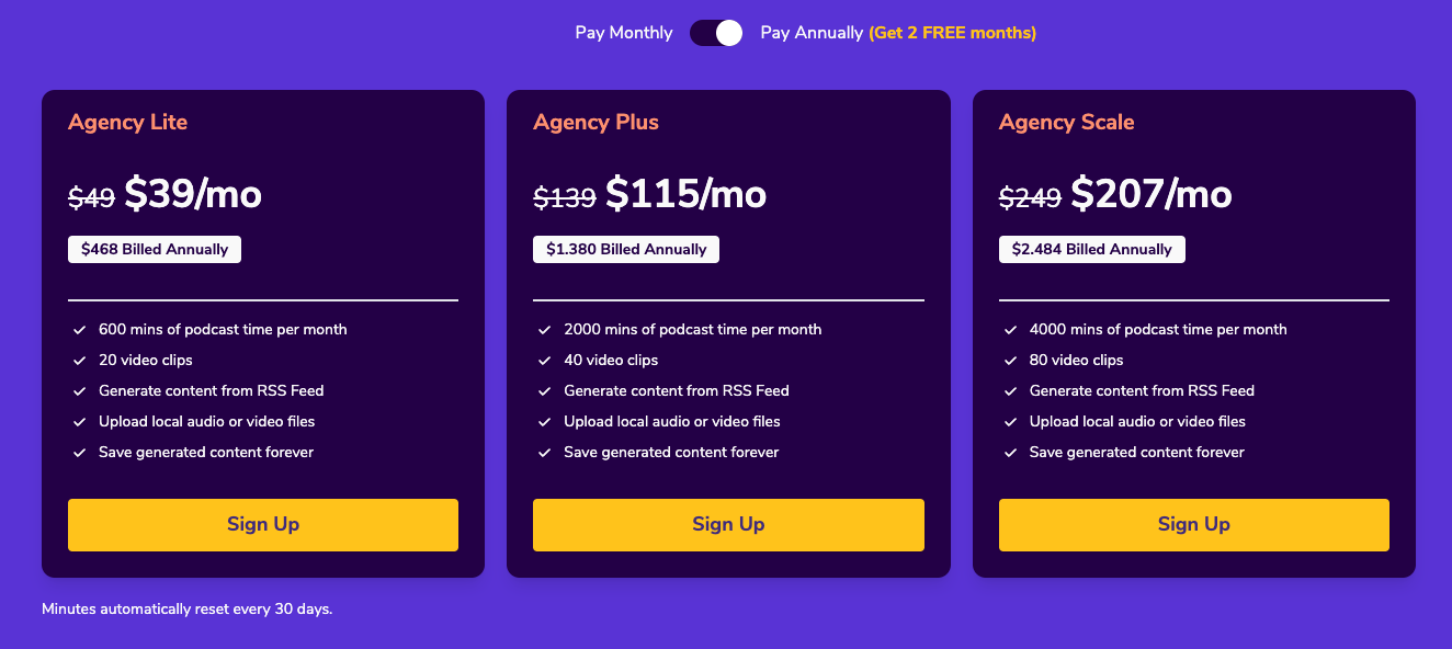 Agency Billing Yearly