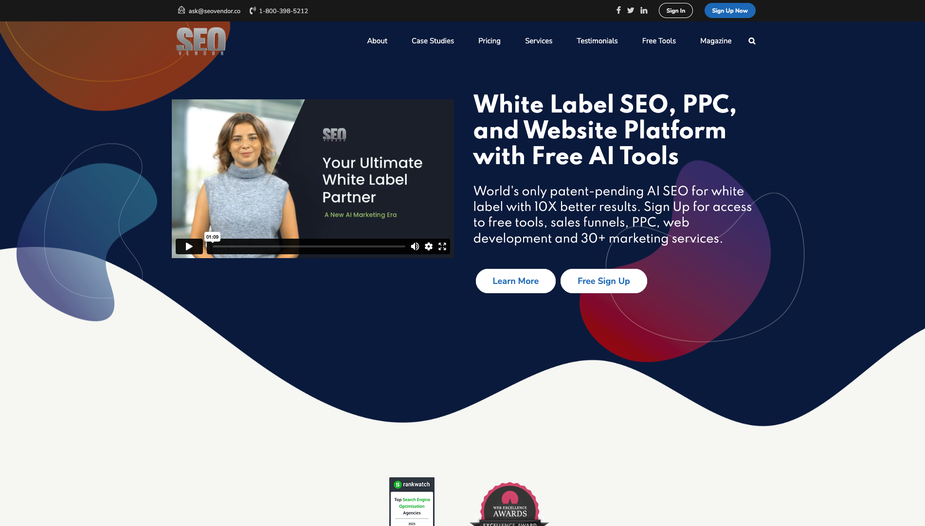 Screenshot of SEO Vendor Homepage