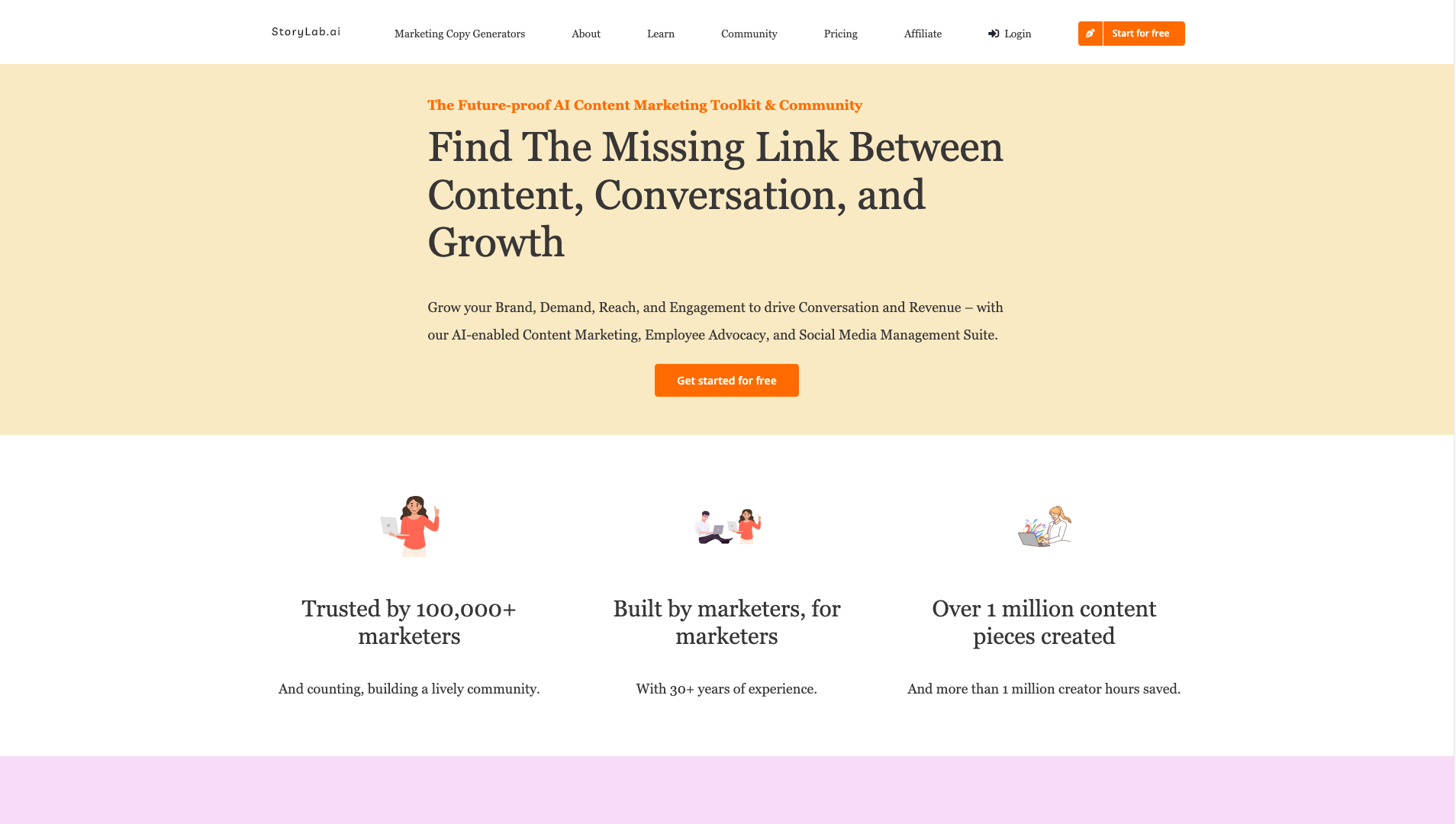 Screenshot of the StoryLab AI website