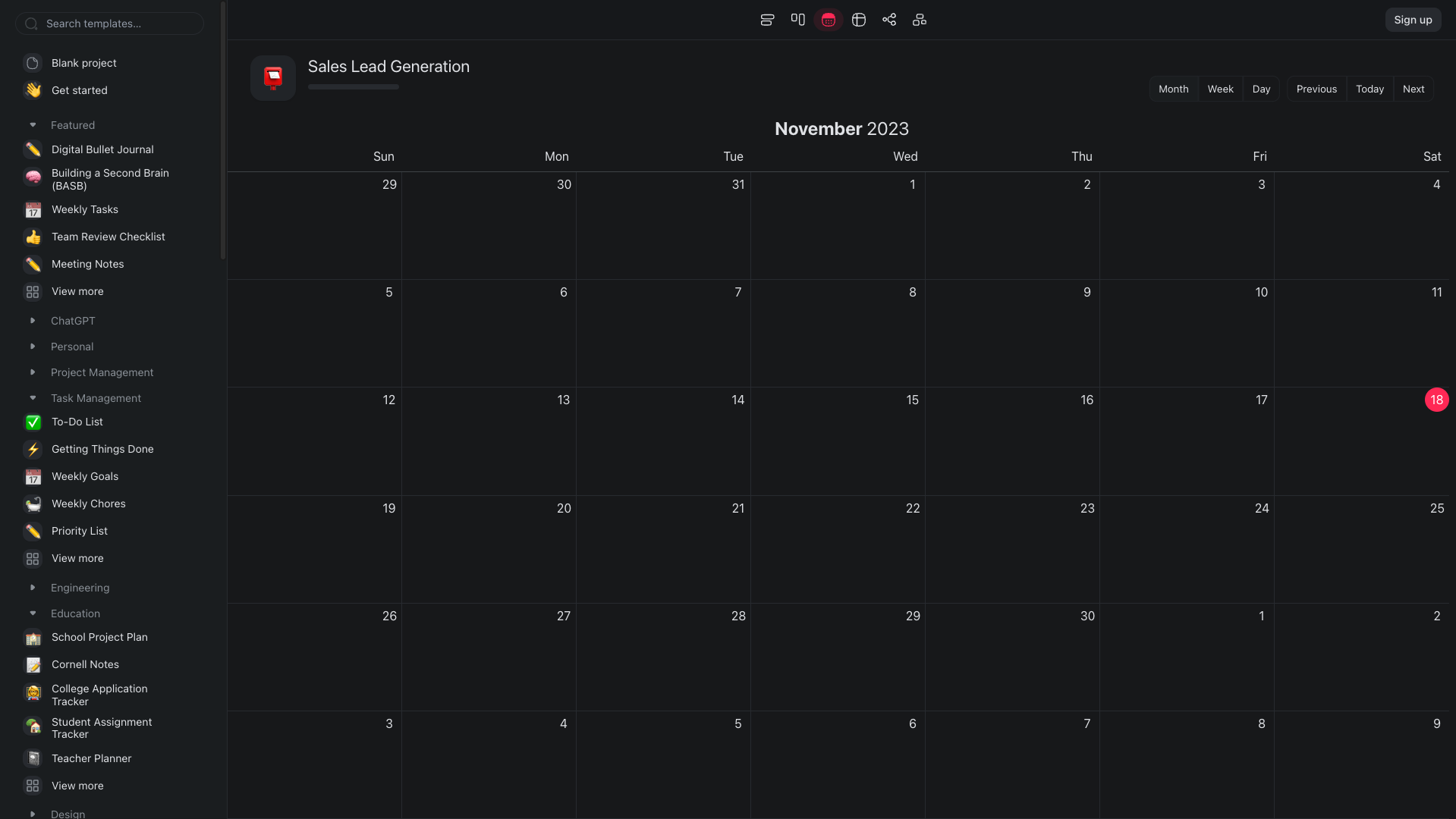 Calendar View