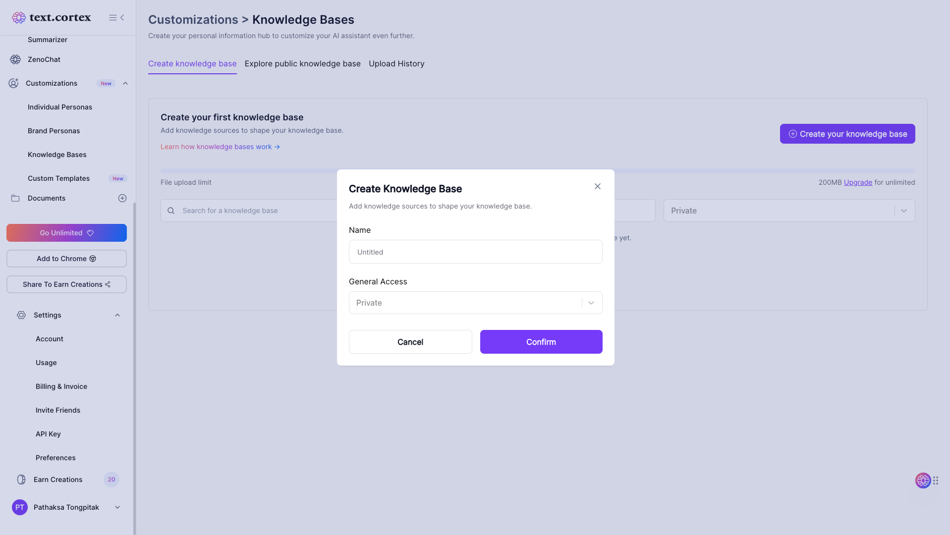 Create Knowledgebase